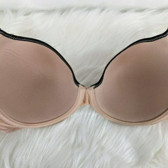 Parfait T-Shirt Bra 32D Nude Tan Aline Shadow Stripe Underwire Contour P5251 New - Picture 9 of 13